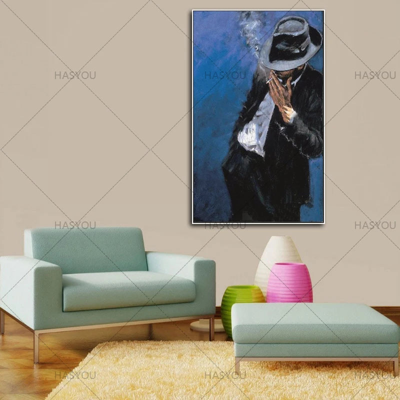 unframed High Quality Handpainted New Smoking Man Oil Painting On Canvas Paintings Oil Wall Art Home Decoration Wall Pictures