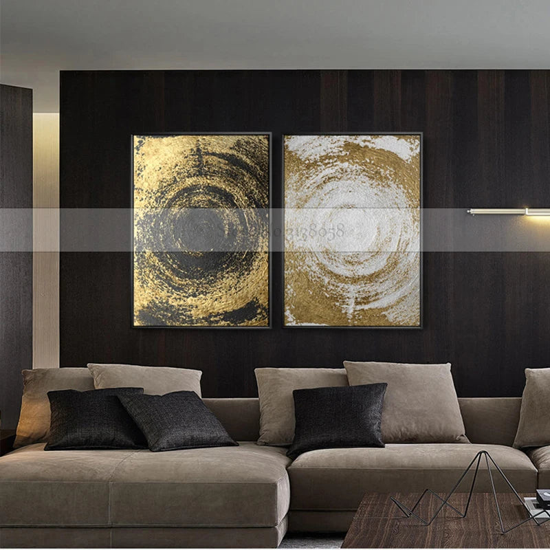 100% Handmade Gold And White Quicksand Abstract Canvas Painting Modern Home Decor Wall Art Oil Painting For Living Room  Bedroom