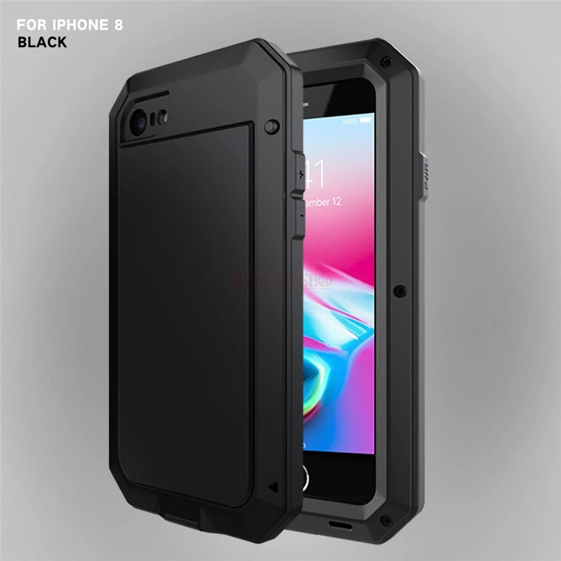 Armor Heavy Duty Protection Case for iPhone 7 8 Plus XR X Xs 11 12 13 Pro Max 14 15 Plus SE SE2 360 Metal Tank Shockproof Cover