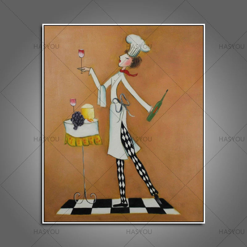 High Quality Handsome Girl Cook Wall Stickers On Canvas New Handpainted Oil Paintings Art Picturesfor Home Wall Decor