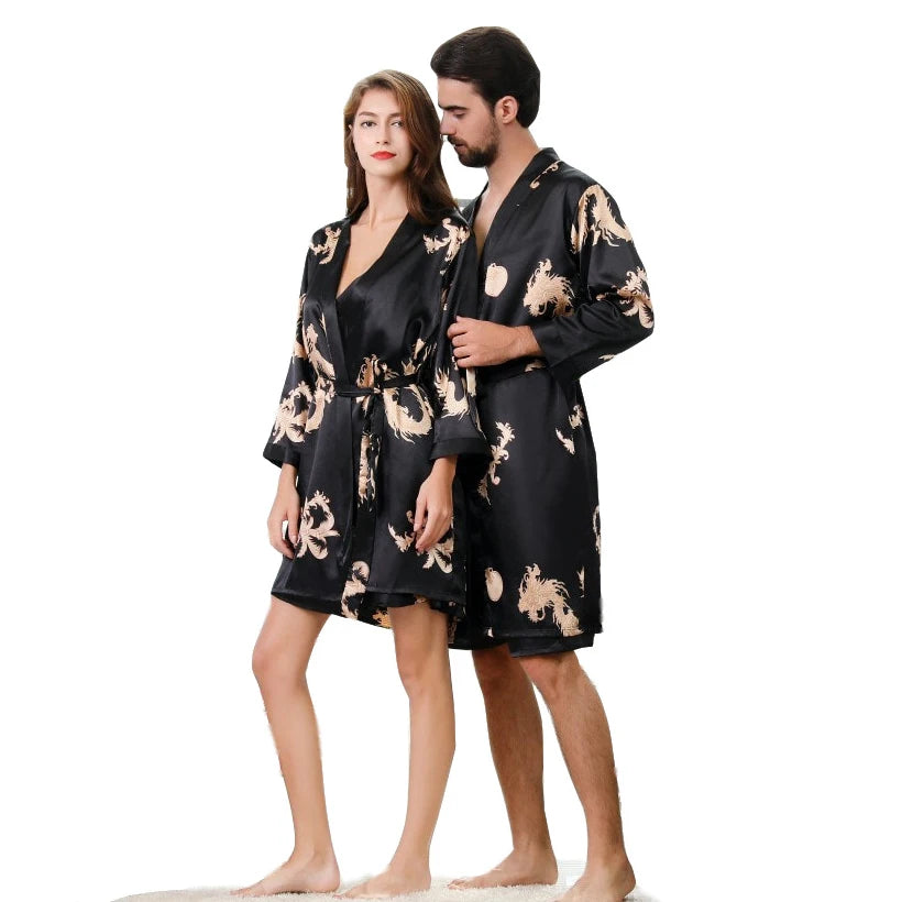 Luxury Designer women's Silk Kimono Robe Set 5XL Sleepwear Bathrobe Oversized Satin Nightgown 2PC Ladies Summer Home Clothing