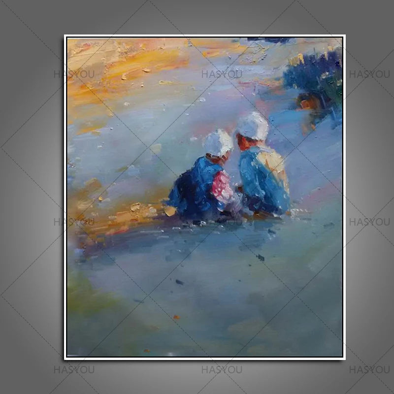 Modern Art Abstract Figure Landscape Abstract Beach Oil Painting On Canvas 100%Handmade Modern Living Room Home Wall Decoration