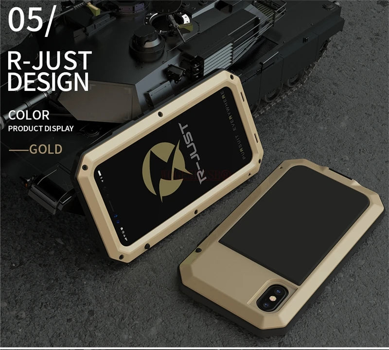 Armor Heavy Duty Protection Case for iPhone 7 8 Plus XR X Xs 11 12 13 Pro Max 14 15 Plus SE SE2 360 Metal Tank Shockproof Cover