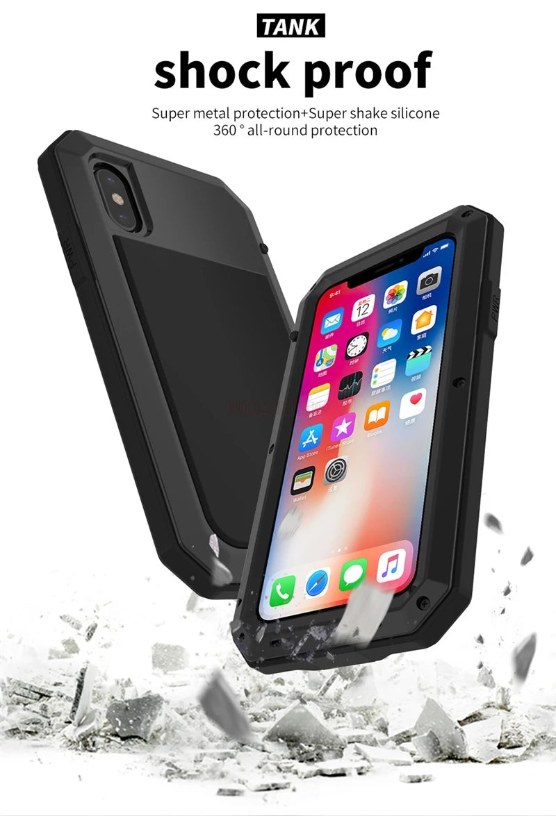 Armor Heavy Duty Protection Case for iPhone 7 8 Plus XR X Xs 11 12 13 Pro Max 14 15 Plus SE SE2 360 Metal Tank Shockproof Cover