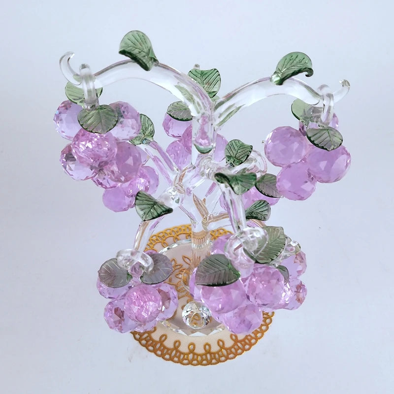 High-end Crystal Clear Chirstmas Tree Hanging Ornaments Fengshui Craft Crystal Glass Purple Grapes Figurine Home Decor Xmas Gift