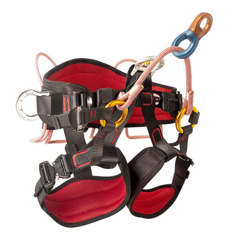 Outdoor Half Body Harness Climbing Safety Belt Protection Equipment with Front Bridge and 360 Degree Swivel Connector