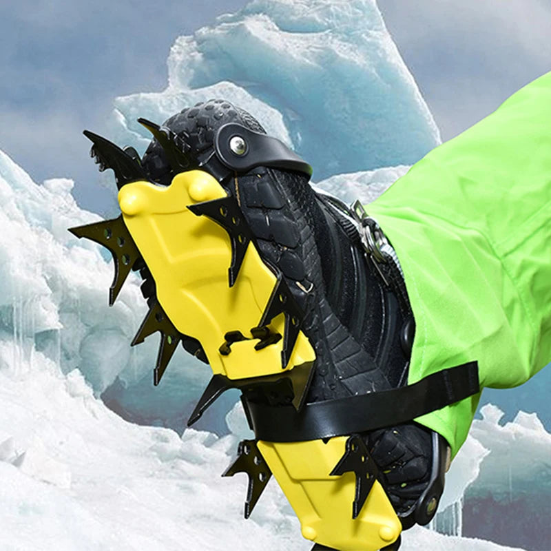 18-Teeth Climbing Anti Skid Crampons Adjustable Winter Walk Ice Claw Mountaineering Snowshoes Manganese Steel Outdoor Shoe Cover