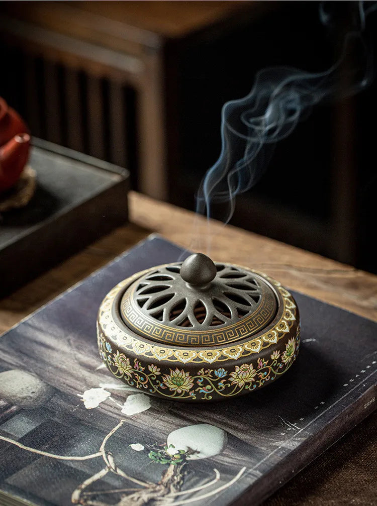 Ceramic Incense Burner Holder Coil Cones Stick Incense Buddhist Home Decor Tearoom Yoga Room Desktop Ornaments 8 Styles