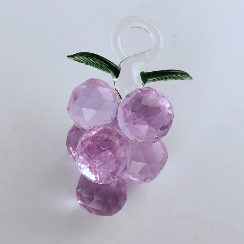 High-end Crystal Clear Chirstmas Tree Hanging Ornaments Fengshui Craft Crystal Glass Purple Grapes Figurine Home Decor Xmas Gift