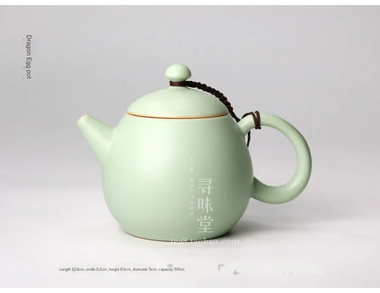 Azure Ru Ware Teapot High-End Authentic Gracked Glaze Little Pot of Vintage Pot Porcelain Kung Fu Kettle Tea Ceramic Teapot