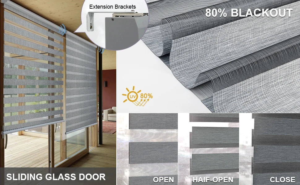 Automated Window Blinds No Drills Blackout Day Night Zebra Blinds Cover