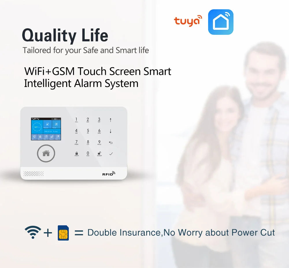 GauTone PG103 tuya WiFi Alarm System Security Home with RFID Card Motion Sensors Smart Life app Control only black