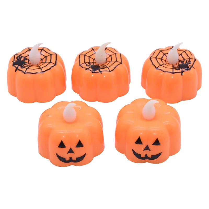 6Pcs/lot LED Pumpkin Light Halloween Decoration Ornaments Flickering Flameless Nigh Lamp Holloween Party Decoration Supplies