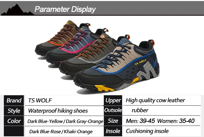 Outdoor Lover Trekking Shoes Men Waterproof Hiking Shoes Mountain Boots Genuine Leather Woodland Hunting Tactical Shoes