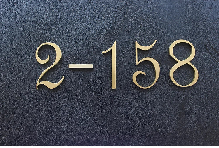 Brass Digital House Number Customized Home Self-Adhesive High-End Creative Hotel Metal Number Plate Vintage Ornament