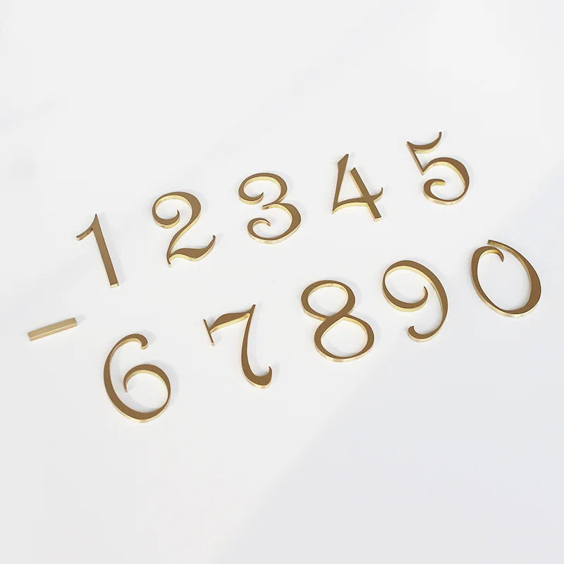 Brass Digital House Number Customized Home Self-Adhesive High-End Creative Hotel Metal Number Plate Vintage Ornament