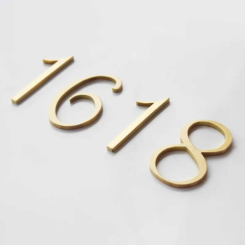 Brass Digital House Number Customized Home Self-Adhesive High-End Creative Hotel Metal Number Plate Vintage Ornament