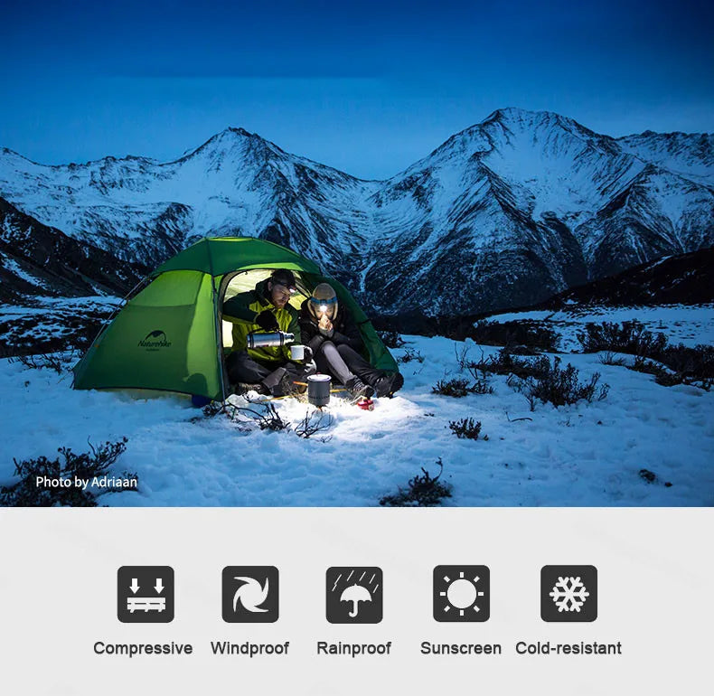 Naturehike Cloud Peak 2 Camping Tent 2-Person 20D Waterproof Ultralight Outdoor Travel Double Layer Tent 4-Season Use