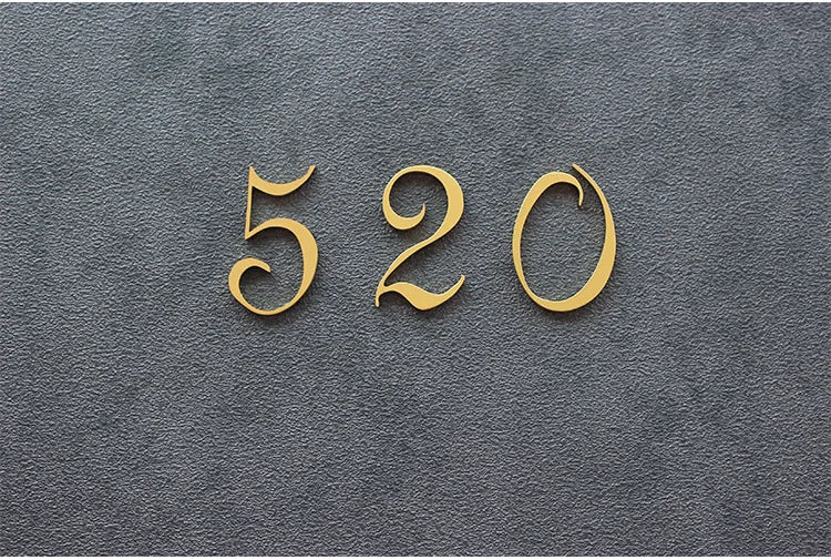 Brass Digital House Number Customized Home Self-Adhesive High-End Creative Hotel Metal Number Plate Vintage Ornament