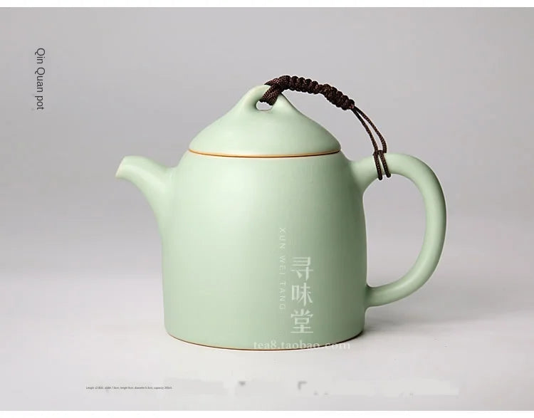 Azure Ru Ware Teapot High-End Authentic Gracked Glaze Little Pot of Vintage Pot Porcelain Kung Fu Kettle Tea Ceramic Teapot