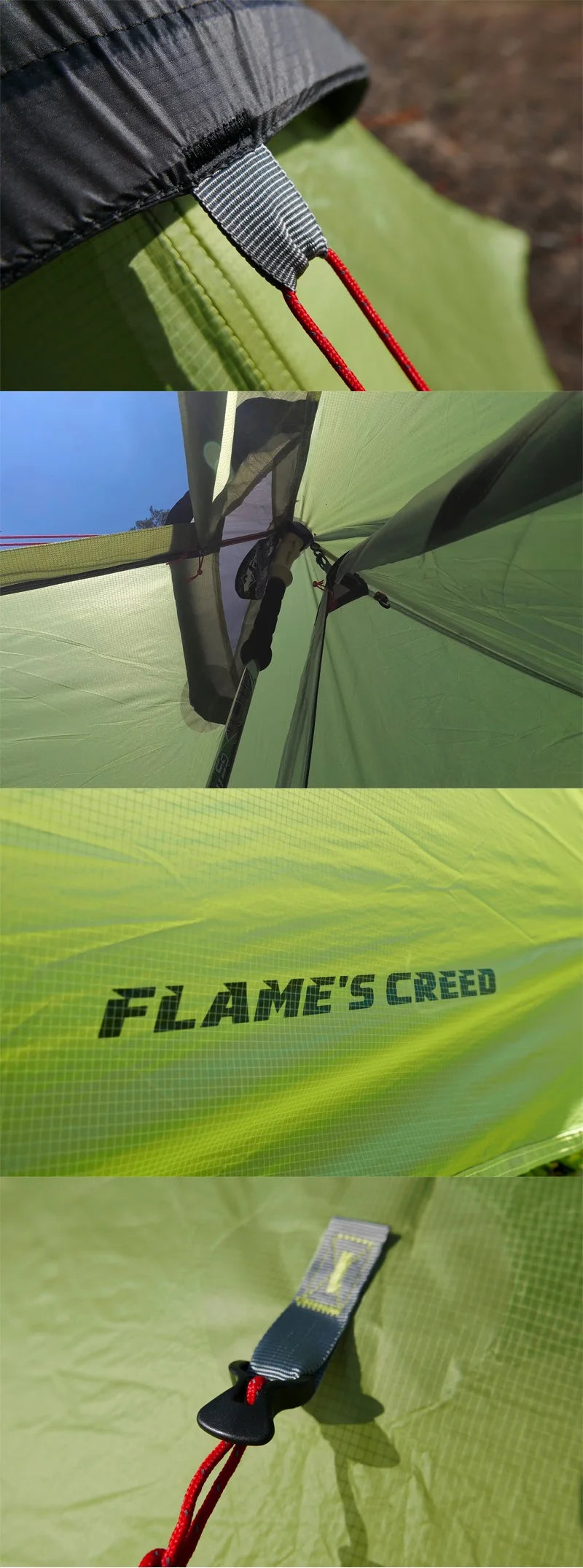 FLAME'S CREED LanShan  2021 New Version 220cm  Ultralight Camping  2 Person 3 Season 15D Silnylon Rodless Tent