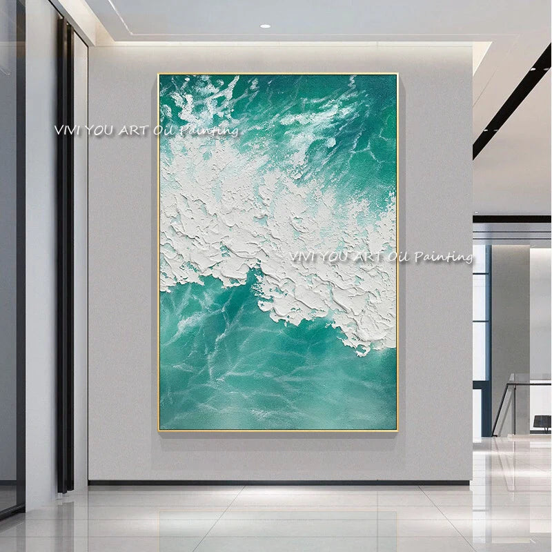 The Best Handmade Color Sea Wave Mural Oil Painting On Canvas New Creative Wall Arts Picture For Living Room Decoration Seascape