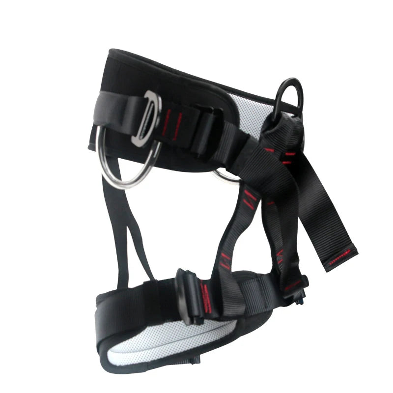 Camping Safety Belt 25KN Outdoor Sports Rock Mountain Climbing Half Body Harness Downhill Safety Descender