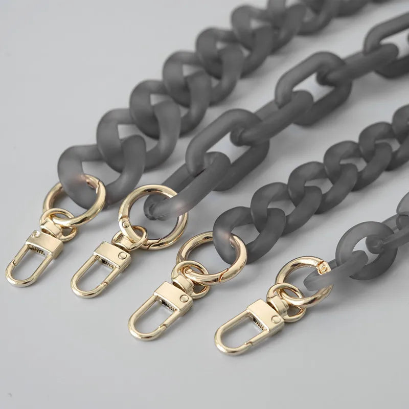 New Fashion Woman Bag Accessory Detachable Parts Replacement Chain Grey Resin Luxury Strap Women Acrylic Shoulder Handle Chain