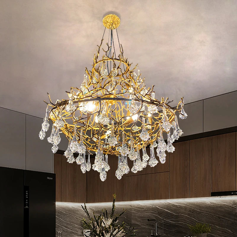 Luxury living room lamp luxury bedroom chandelier French restaurant half ring lamp creative personality princess crystal lamp