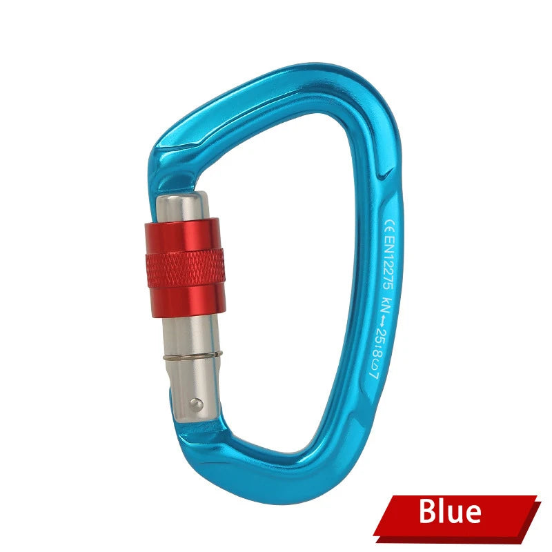 Rock Climbing Carabiner 25KN Professional Mountaineering D Shape Screw Gate Lock Buckle Carabiners Ascend Equipement