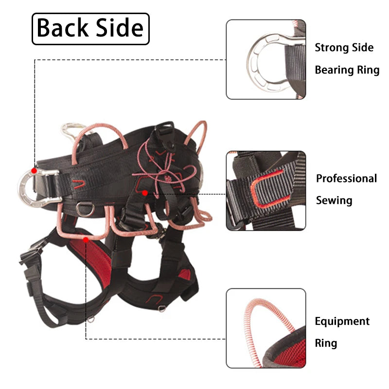 Outdoor Half Body Harness Climbing Safety Belt Protection Equipment with Front Bridge and 360 Degree Swivel Connector