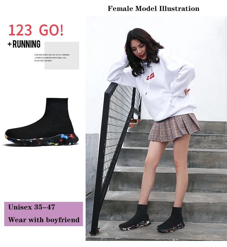 35-47 Socks Shoes For Women 2024 Sneakers Summer Ladies Slip On Black Flat Woman Barefoot Shoe Unisex Men Footwear Spring tennis