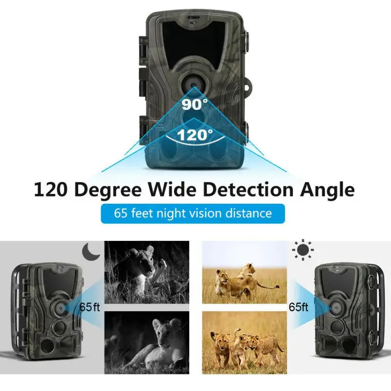 20MP 1080P Outdoor Hunting Trail Camera with 5000 MAh Lithium Battery IP65 Waterproof Game Cam Photo Traps Wild Surveillance