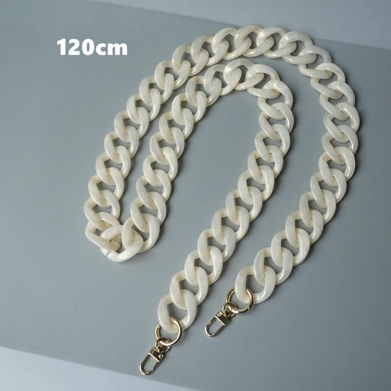 New Fashion Woman Bag Accessory Detachable Parts Replacement Chain White Green Resin Luxury Strap Women Acrylic Shoulder Chain