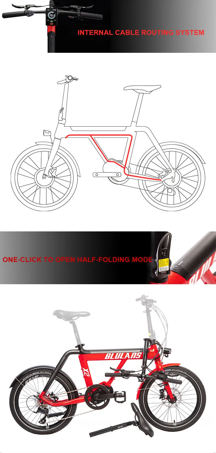 20inch electric folding power-assisted bicycle bafang350w mid torque motor urban lightweight travel two-wheel assisted bicycle