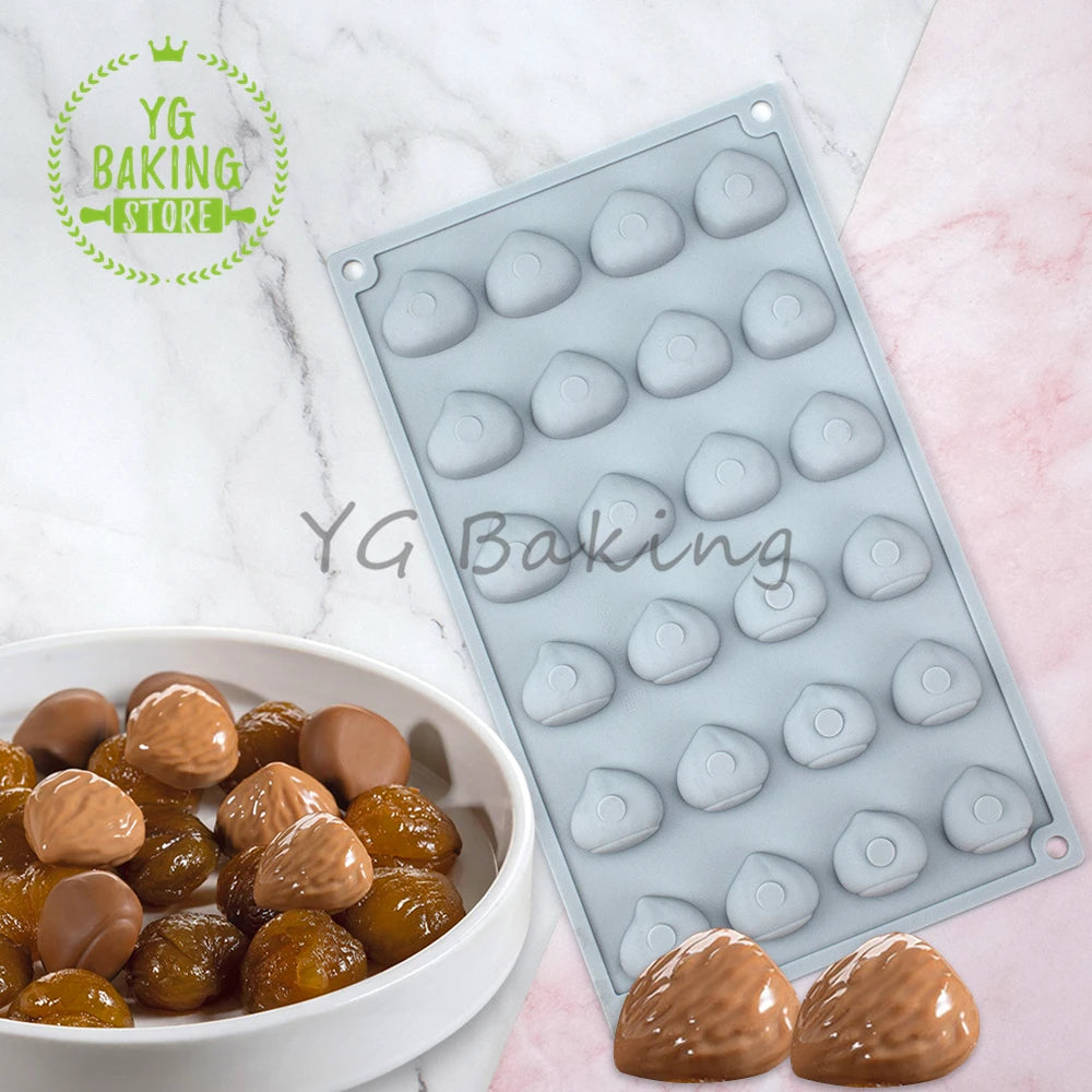 Dorica 24 Cavity Chestnut Design Mousse Mould DIY Pudding Dessert Chocolate Silicone Mold Cake Decorating Tools Kitchen Bakeware