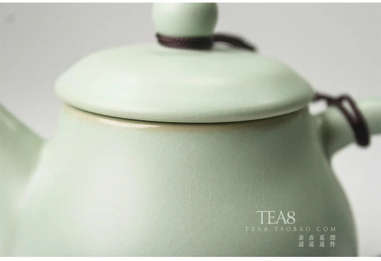 Azure Ru Ware Teapot High-End Authentic Gracked Glaze Little Pot of Vintage Pot Porcelain Kung Fu Kettle Tea Ceramic Teapot