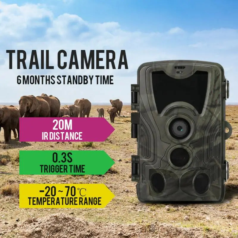 20MP 1080P Outdoor Hunting Trail Camera with 5000 MAh Lithium Battery IP65 Waterproof Game Cam Photo Traps Wild Surveillance