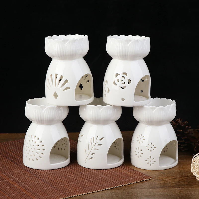 1pc Ceramic Candle Holder Oil Incense Burner Essential Aromatherapy Oil Burner Lamps Porcelain Home Living Room Decoration