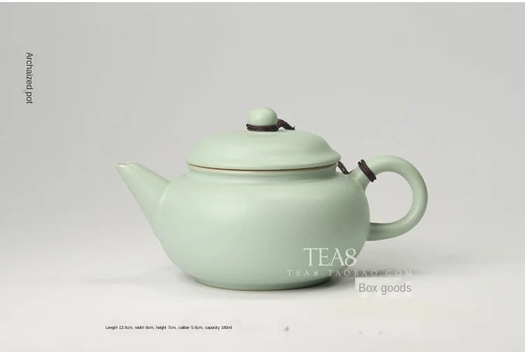 Azure Ru Ware Teapot High-End Authentic Gracked Glaze Little Pot of Vintage Pot Porcelain Kung Fu Kettle Tea Ceramic Teapot