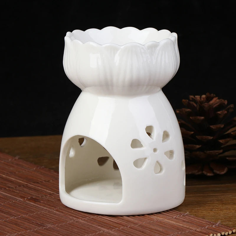 1pc Ceramic Candle Holder Oil Incense Burner Essential Aromatherapy Oil Burner Lamps Porcelain Home Living Room Decoration