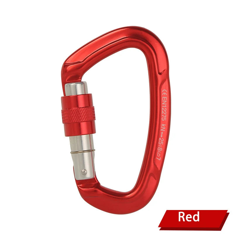 Rock Climbing Carabiner 25KN Professional Mountaineering D Shape Screw Gate Lock Buckle Carabiners Ascend Equipement