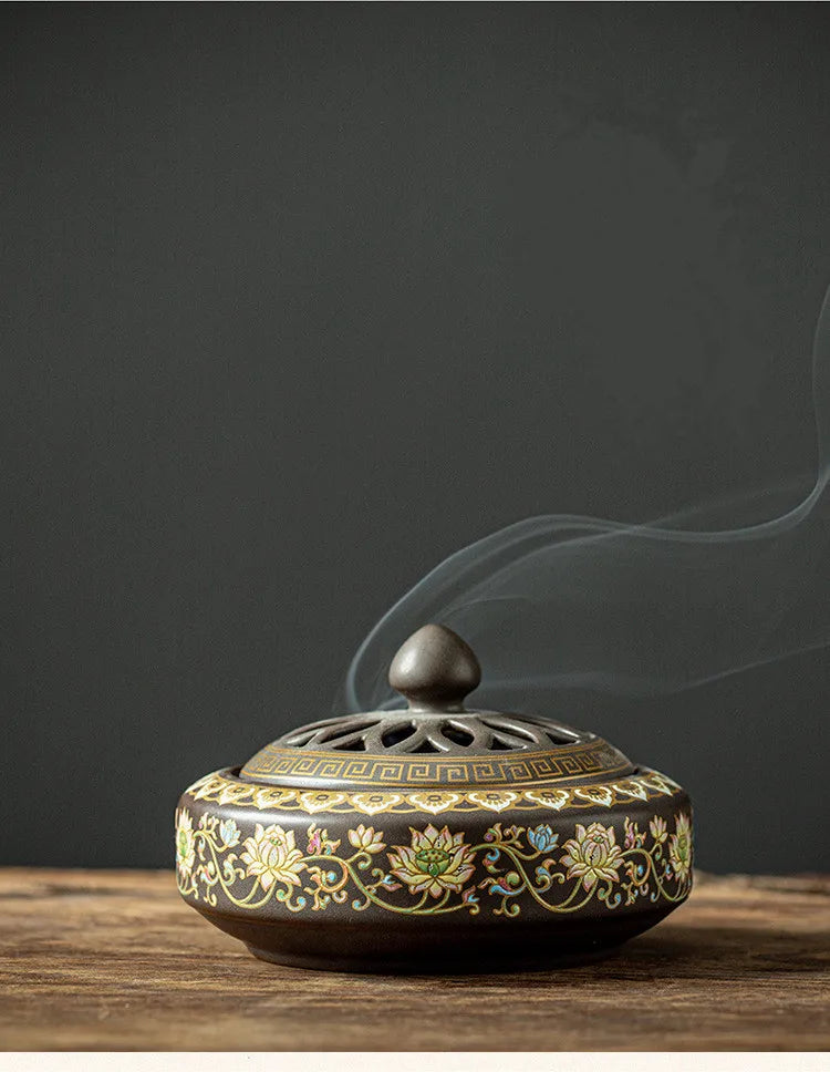 Ceramic Incense Burner Holder Coil Cones Stick Incense Buddhist Home Decor Tearoom Yoga Room Desktop Ornaments 8 Styles