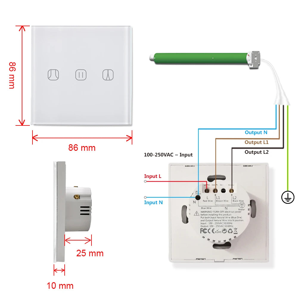 Shawader Wi-Fi Smart Curtain Switch Timer Blinds Clock Watch Shutter Tubular Motor Roller Remote by Alexa Google Home Assistant