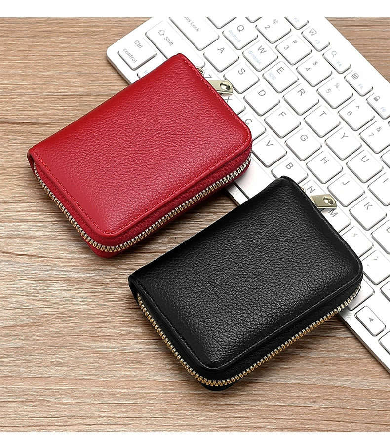 Anti-Degaussing Zipper Bank Driver's License Compact Card Holder