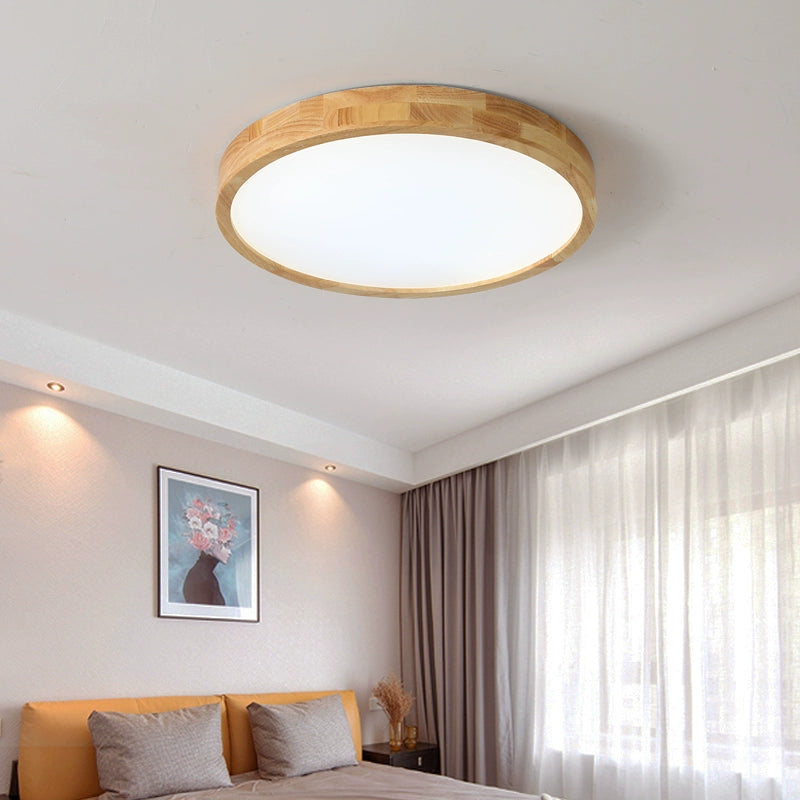 Ultra-Thin Solid Wood Raw Wood Master Bedroom Light LED Ceiling Light Living Room Dining Room and Study Room Balcony Aisle round Eye Protection