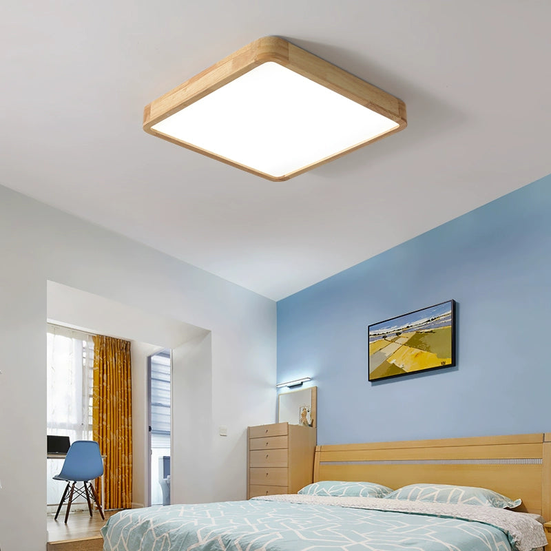 Ultra-Thin Solid Wood Raw Wood Master Bedroom Light LED Ceiling Light Living Room Dining Room and Study Room Balcony Aisle round Eye Protection