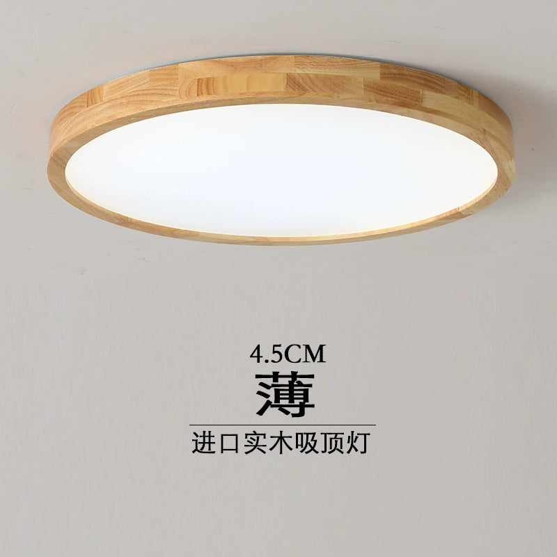 Ultra-Thin Solid Wood Raw Wood Master Bedroom Light LED Ceiling Light Living Room Dining Room and Study Room Balcony Aisle round Eye Protection