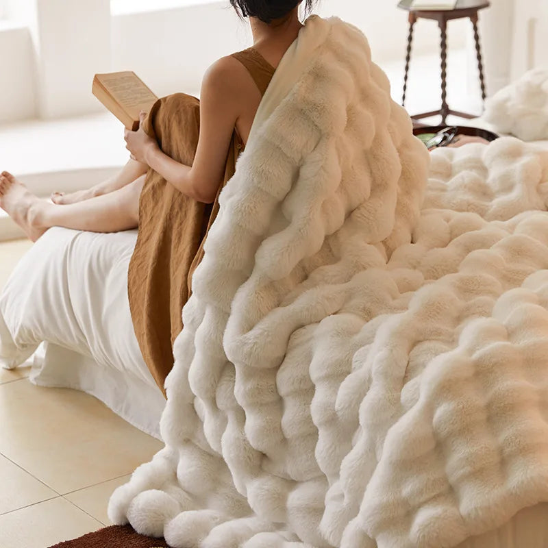 Warm Tuscan Imitation Fur Blanket for Winter Warmth Super Comfortable Bed Blankets High-end Warm Winter Blanket for Sofa