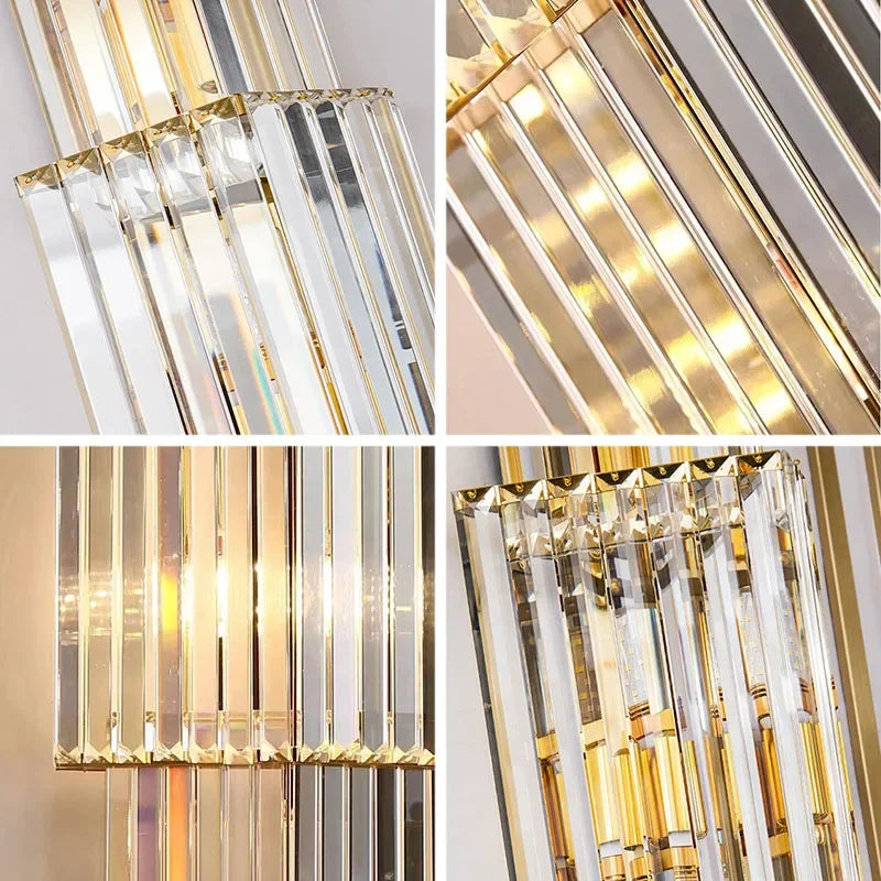 Contemporary Multi-Light Wall Sconce with Crystal Accents